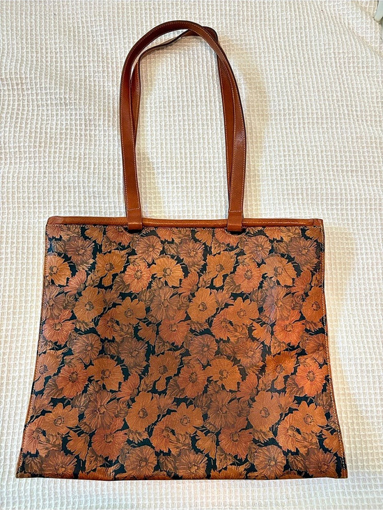Furla Handbags - Vintage Furla Floral Tote in Brown & Black
